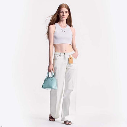 Louis Vuitton LV Women Alma BB Handbag Lagoon Turquoise Epi Grained Cowhide Leather