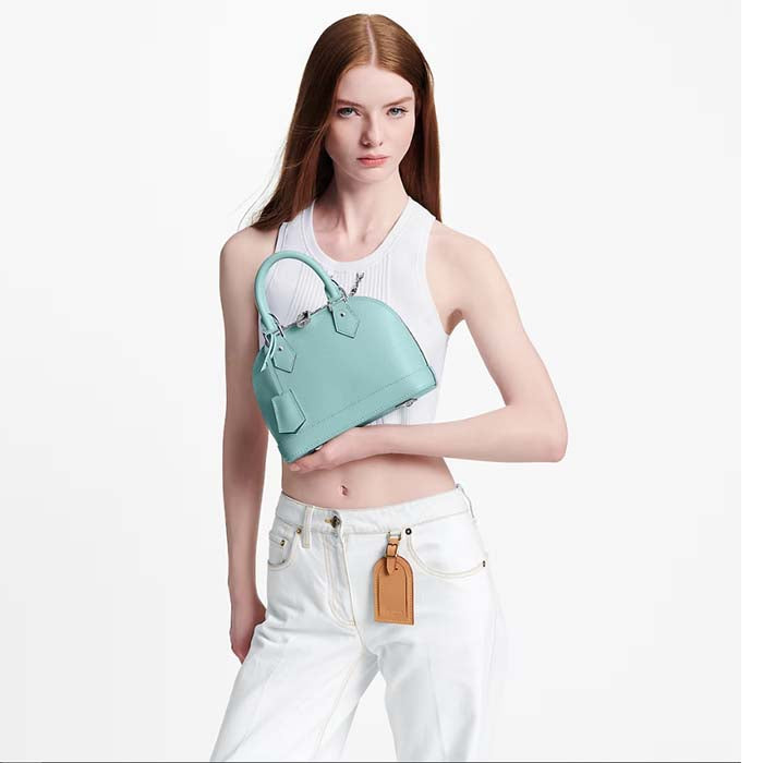 Louis Vuitton LV Women Alma BB Handbag Lagoon Turquoise Epi Grained Cowhide Leather