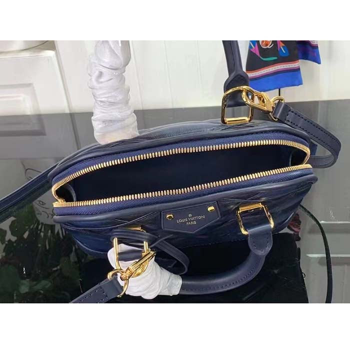Louis Vuitton LV Women Alma BB Handbag Navy Blue Lamb Leather Cowhide