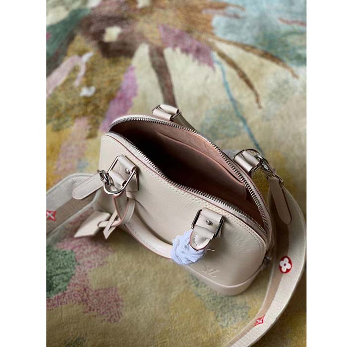 Louis Vuitton LV Women Alma BB Handbag Quartz White Epi Grained Cowhide Leather