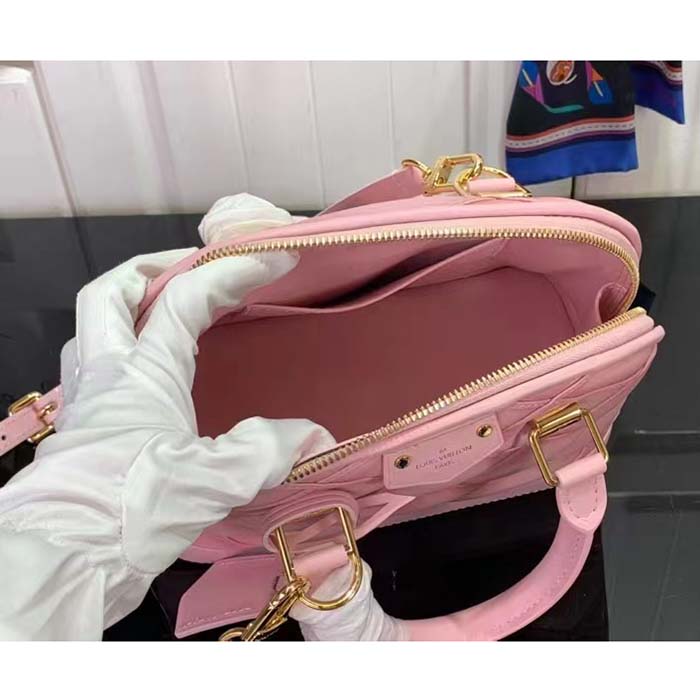Louis Vuitton LV Women Alma BB Handbag Rosabella Pink Lamb Cowhide Leather