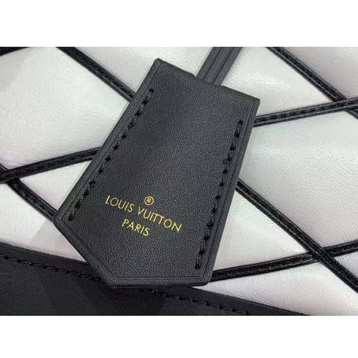 Louis Vuitton LV Women Alma BB Handbag White Black Lamb Cowhide Leather