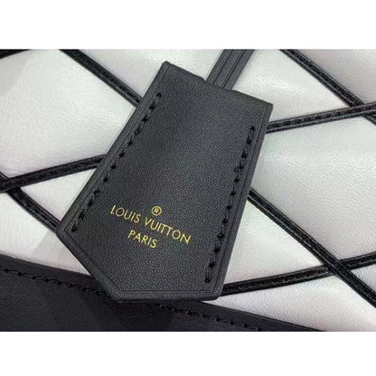 Louis Vuitton LV Women Alma BB Handbag White Black Lamb Cowhide Leather
