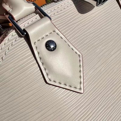 Louis Vuitton LV Women Alma BB Handbag White Epi Grained Cowhide Leather