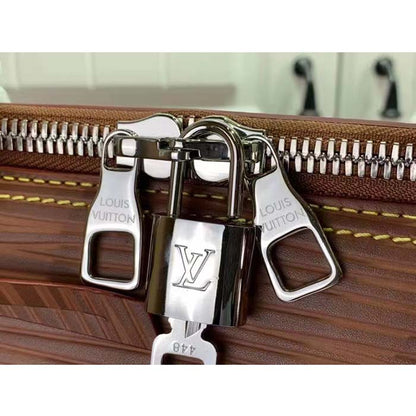 Louis Vuitton LV Unisex Alma Travel GM Cognac Calf Leather Double Zip Closure