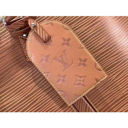 Louis Vuitton LV Unisex Alma Travel GM Cognac Calf Leather Double Zip Closure