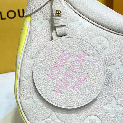 Louis Vuitton LV Women Bagatelle Beige Handbag Printed Embossed Grained Cowhide Leather