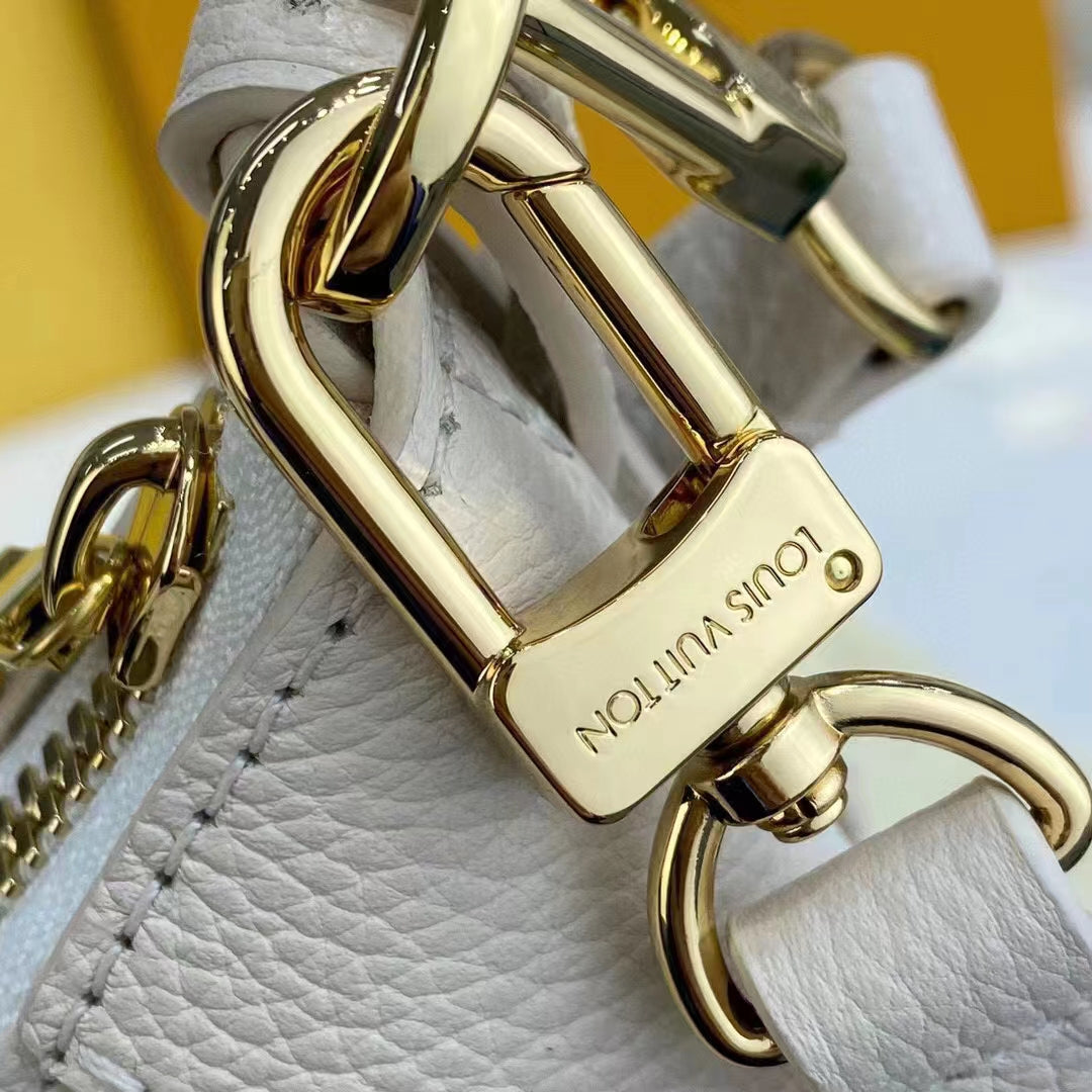 Louis Vuitton LV Women Bagatelle Beige Handbag Printed Embossed Grained Cowhide Leather
