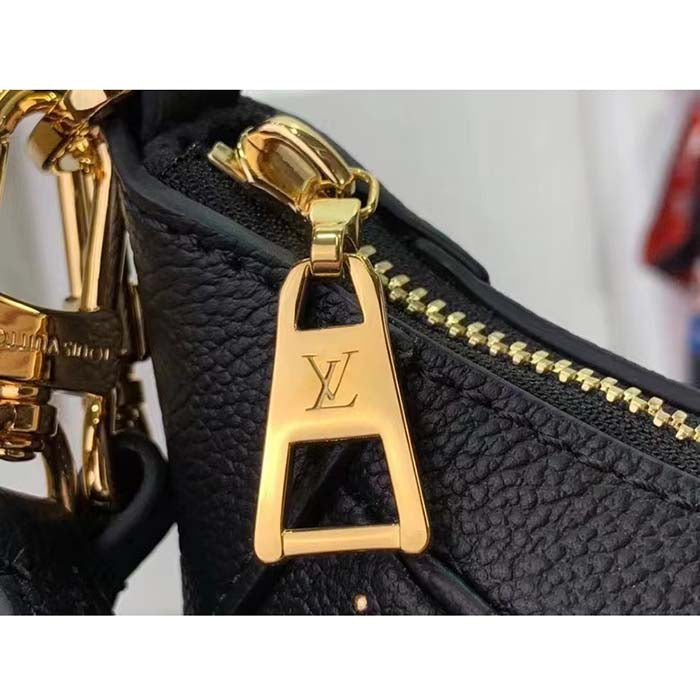 Louis Vuitton LV Women Bagatelle Black Handbag Black Monogram Empreinte Grained Cowhide Leather Studs