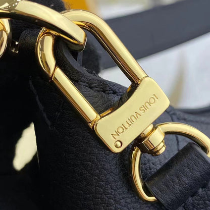 Louis Vuitton LV Women Bagatelle Black Handbag Monogram Empreinte Embossed Grained Cowhide