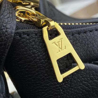 Louis Vuitton LV Women Bagatelle Black Handbag Printed Embossed Grained Cowhide Leather