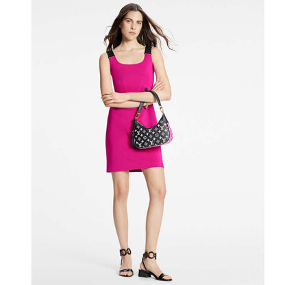 Louis Vuitton LV Women Bagatelle Black Handbag Printed Embossed Grained Cowhide Leather