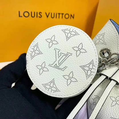 Louis Vuitton LV Women Bella Bucket Bag Gradient Blue Mahina Perforated Calf Leather
