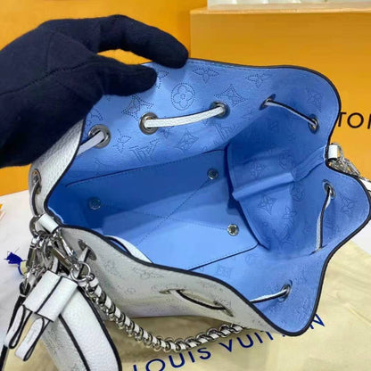 Louis Vuitton LV Women Bella Bucket Bag Gradient Blue Mahina Perforated Calf Leather