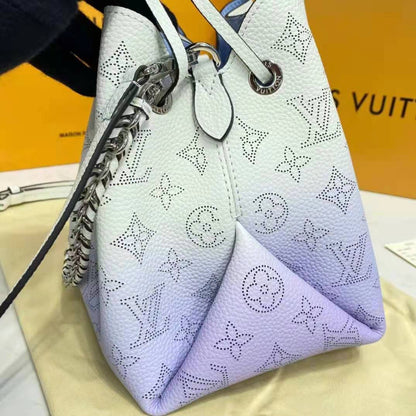 Louis Vuitton LV Women Bella Bucket Bag Gradient Blue Mahina Perforated Calf Leather