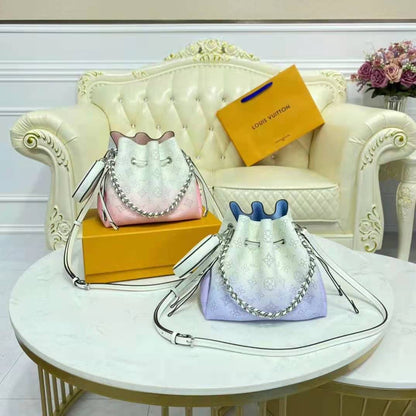 Louis Vuitton LV Women Bella Bucket Bag Gradient Blue Mahina Perforated Calf Leather