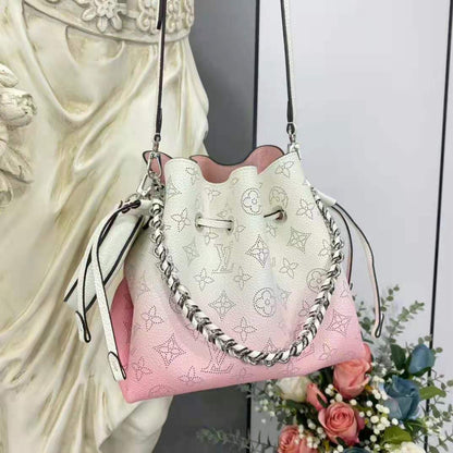 Louis Vuitton LV Women Bella Bucket Bag Gradient Pink Mahina Perforated Calf Leather