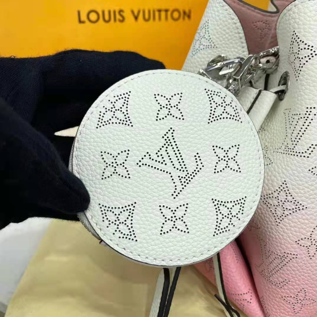 Louis Vuitton LV Women Bella Bucket Bag Gradient Pink Mahina Perforated Calf Leather