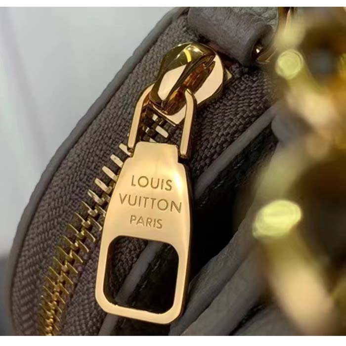 Louis Vuitton LV Women Bella Bucket Bag Gray Mahina Perforated Calfskin Leather Microfiber Lining