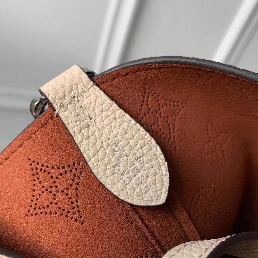 Louis Vuitton LV Women Blossom MM Tote Bag Beige Mahina Perforated Calfskin Leather