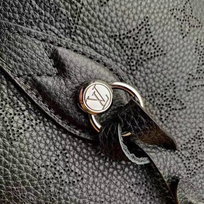 Louis Vuitton LV Women Blossom MM Tote Bag Black Mahina Perforated Calfskin Leather
