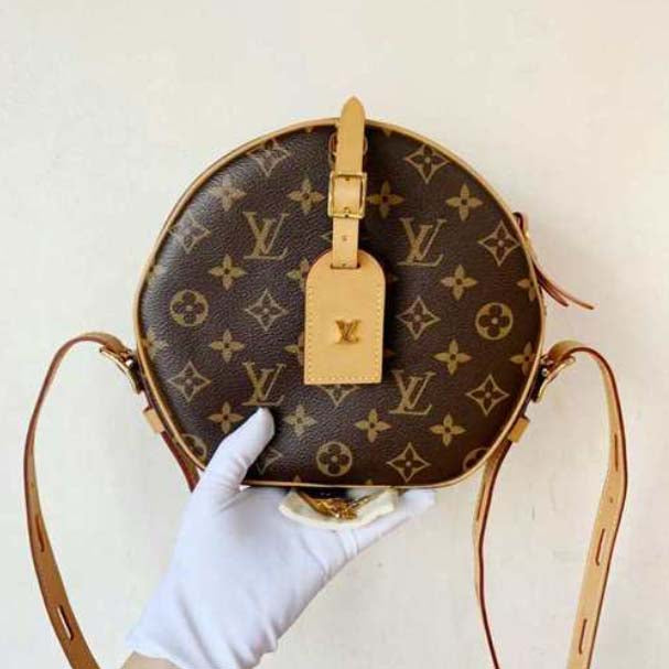Louis Vuitton LV Women Boite Chapeau Souple MM in Monogram Coated Canvas-Brown