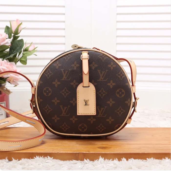 Louis Vuitton LV Women Boite Chapeau Souple MM in Monogram Coated Canvas-Brown