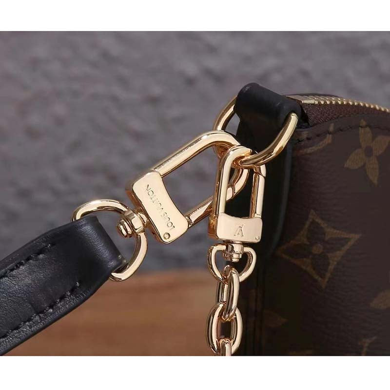 Louis Vuitton LV Women Boulogne Handbag Black Brown Monogram Coated Canvas