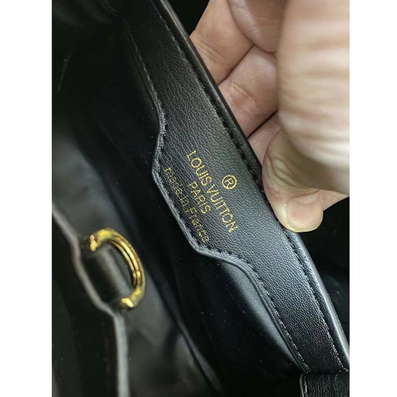 Louis Vuitton LV Women Capucines BB Black White Calfskin Cowhide Leather
