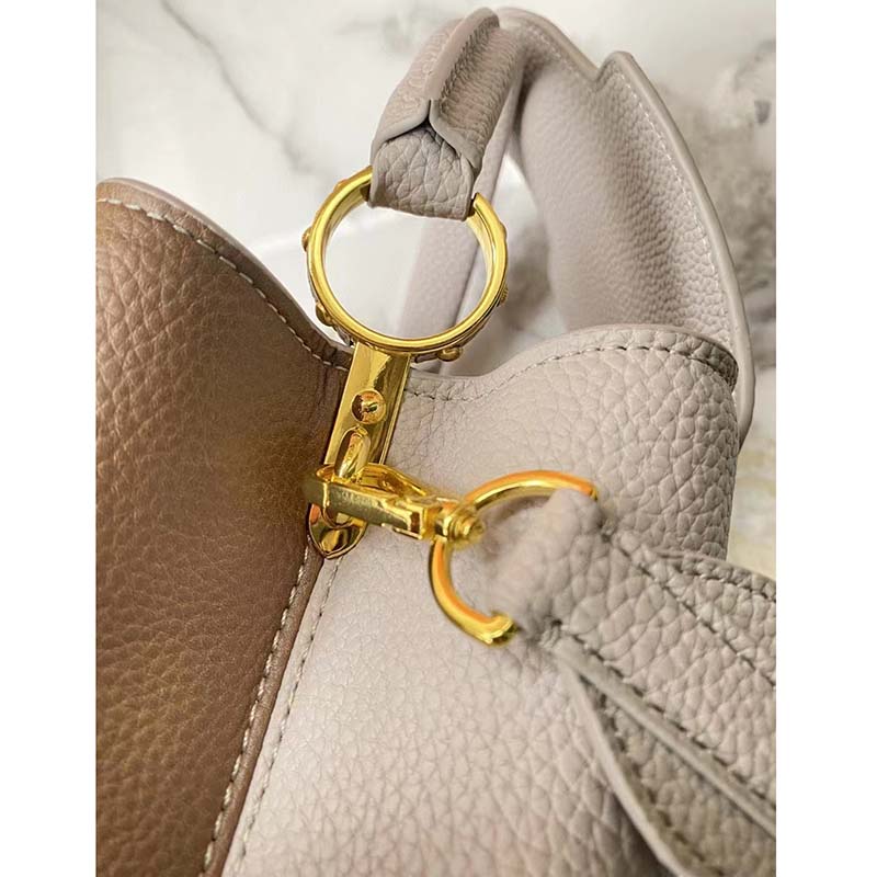 Louis Vuitton LV Women Capucines BB Gray Crème Taurillon Cowhide Leather