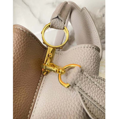 Louis Vuitton LV Women Capucines BB Gray Crème Taurillon Cowhide Leather