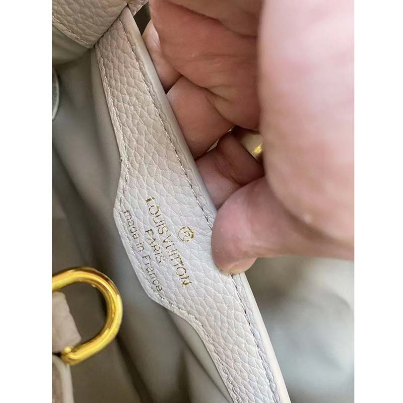 Louis Vuitton LV Women Capucines BB Gray Crème Taurillon Cowhide Leather