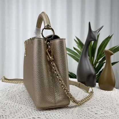 Louis Vuitton LV Women Capucines BB Hand Bag Etain Metallic Gray Taurillon Leather