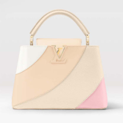 Louis Vuitton LV Women Capucines BB Handbag Beige Taurillon Patent Leather Smooth Calfskin