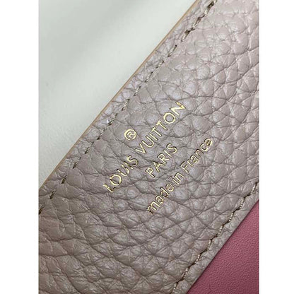 Louis Vuitton LV Women Capucines BB Handbag Beige Taurillon Patent Leather Smooth Calfskin
