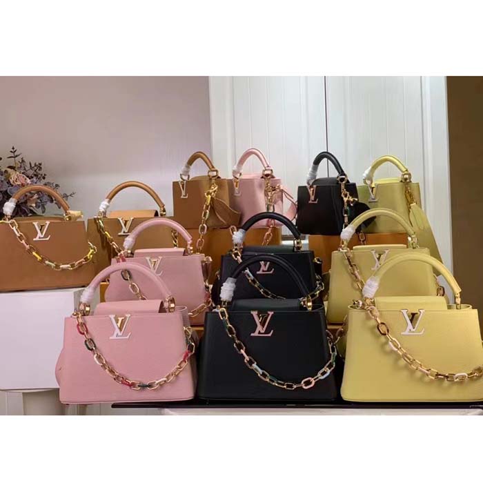 Louis Vuitton LV Women Capucines BB Handbag Jasmine Pink Taurillon Leather