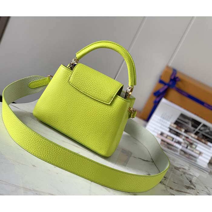 Louis Vuitton LV Women Capucines BB Handbag Cedrat Yellow Crème Nacré Taurillon Leather