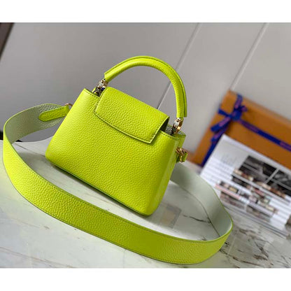 Louis Vuitton LV Women Capucines BB Handbag Cedrat Yellow Crème Nacré Taurillon Leather