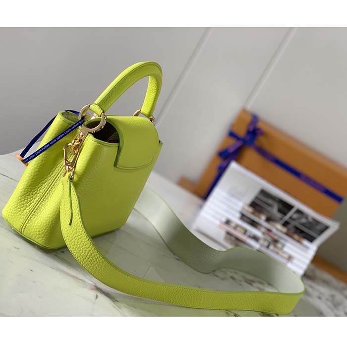 Louis Vuitton LV Women Capucines BB Handbag Cedrat Yellow Crème Nacré Taurillon Leather