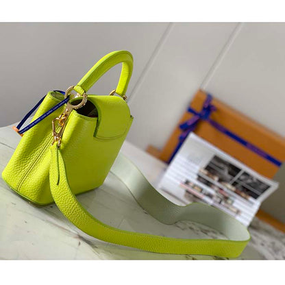 Louis Vuitton LV Women Capucines BB Handbag Cedrat Yellow Crème Nacré Taurillon Leather