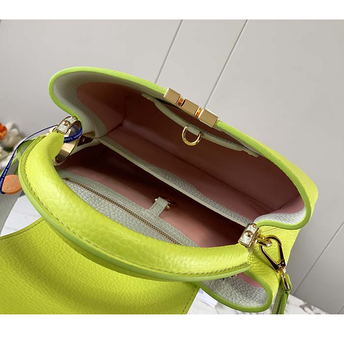 Louis Vuitton LV Women Capucines BB Handbag Cedrat Yellow Crème Nacré Taurillon Leather