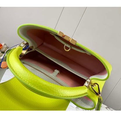 Louis Vuitton LV Women Capucines BB Handbag Cedrat Yellow Crème Nacré Taurillon Leather