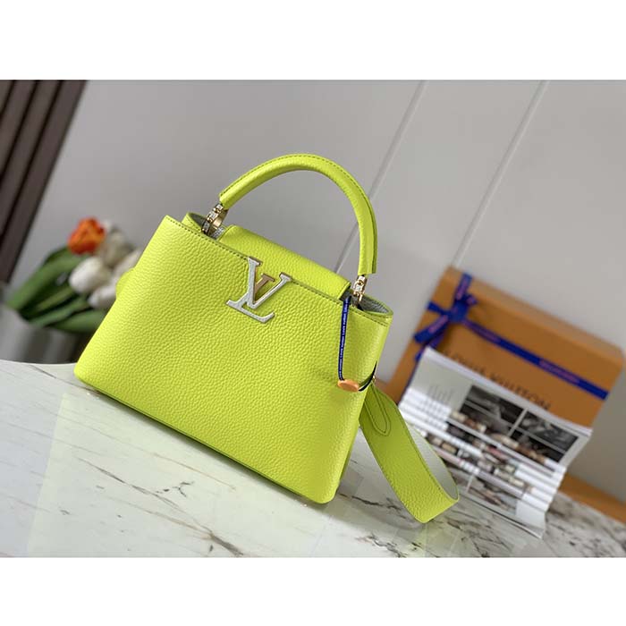 Louis Vuitton LV Women Capucines BB Handbag Cedrat Yellow Crème Nacré Taurillon Leather