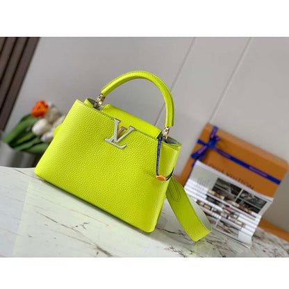 Louis Vuitton LV Women Capucines BB Handbag Cedrat Yellow Crème Nacré Taurillon Leather