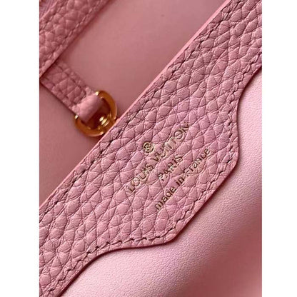 Louis Vuitton LV Women Capucines BB Handbag Cream Beige Pearly Pink Taurillon Cowhide Leather
