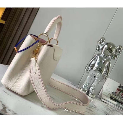 Louis Vuitton LV Women Capucines BB Handbag Cream Beige Pearly Pink Taurillon Cowhide Leather