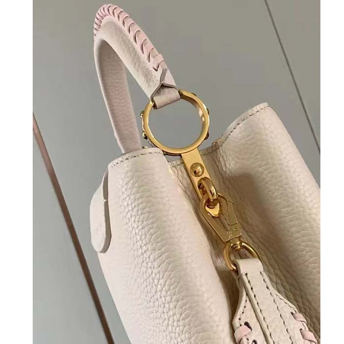 Louis Vuitton LV Women Capucines BB Handbag Cream Beige Pearly Pink Taurillon Cowhide Leather