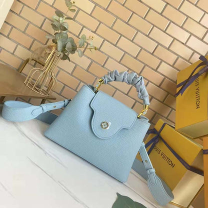 Louis Vuitton LV Women Capucines BB Handbag Dusk Blue Taurillon Calfskin
