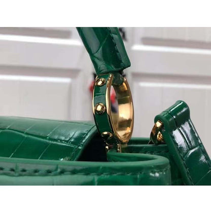 Louis Vuitton LV Women Capucines BB Handbag Green Crocodilien Brillant Savoir Faire