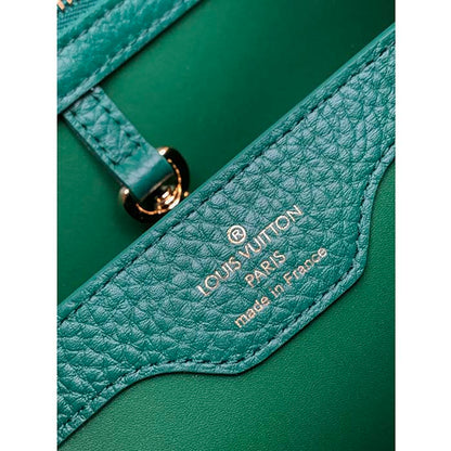 Louis Vuitton LV Women Capucines BB Handbag Green Taurillon Python Skin Leather